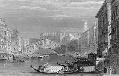 The Rialto Bridge, Venice, engraved by Edward Finden by Samuel Prout